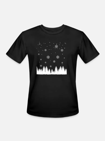 Snowflakes And Pine Trees - Men's Moisture Wicking Performance T-Shirt - black
