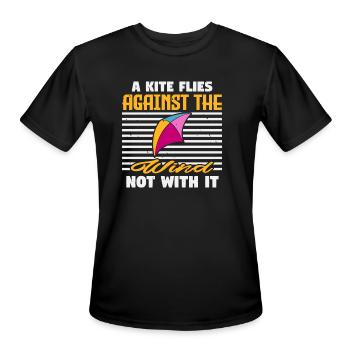 Kite A Flies Against The Wind Not With It - Men's Moisture Wicking Performance T-Shirt - black - Front - Jackson (183cm)