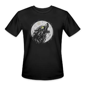 wolf howling at the moon. - Men's Moisture Wicking Performance T-Shirt - black - Front - Jackson (183cm)