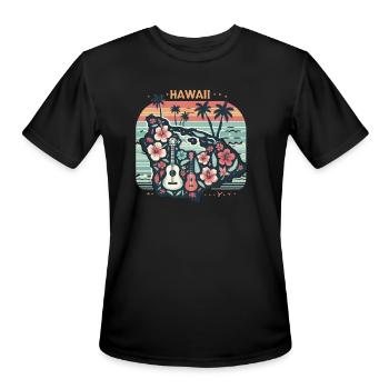 Vintage Hawaiian Paradise - Men's Moisture Wicking Performance T-Shirt - black - Front - Jackson (183cm)