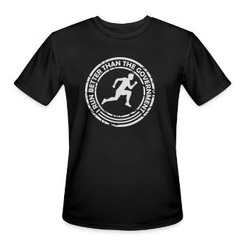run better than government - Men's Moisture Wicking Performance T-Shirt - black - Front - Jackson (183cm)