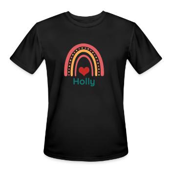 Holly Vintage Boho Rainbow - Men's Moisture Wicking Performance T-Shirt - black - Front - Jackson (183cm)