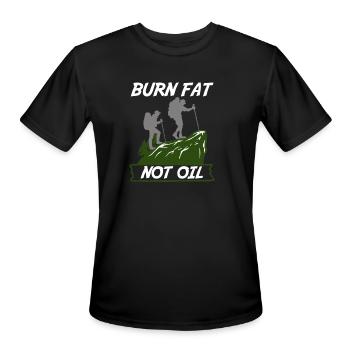 Burn Fat Not Oil - Men's Moisture Wicking Performance T-Shirt - black - Front - Jackson (183cm)