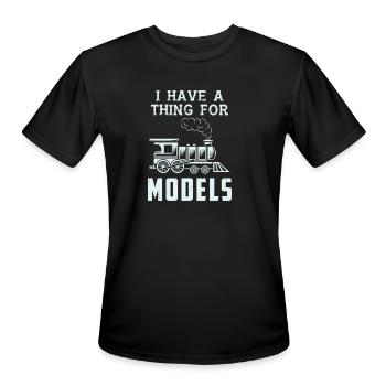 Model Train Railroad I Have A Thing For Models - Men's Moisture Wicking Performance T-Shirt - black - Front - Jackson (183cm)