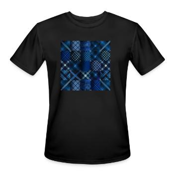 Tartan Pattern in Indigo Sleek and Sophisticated T - Men's Moisture Wicking Performance T-Shirt - black - Front - Jackson (183cm)