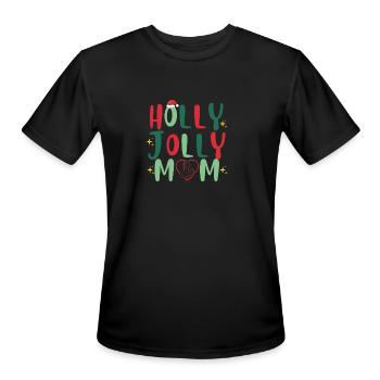 HOLLY JOLLY mom - Men's Moisture Wicking Performance T-Shirt - black - Front - Jackson (183cm)