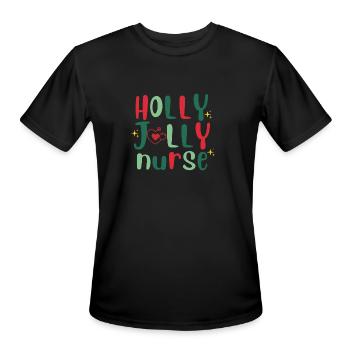 HOLLY JOLLY NURSE4 - Men's Moisture Wicking Performance T-Shirt - black - Front - Jackson (183cm)