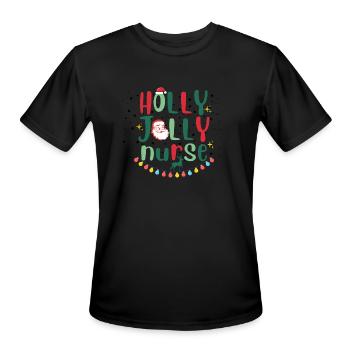 HOLLY JOLLY NURSE - Men's Moisture Wicking Performance T-Shirt - black - Front - Jackson (183cm)