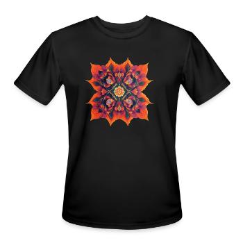 Fractal colorful bright pattern waves lines - Men's Moisture Wicking Performance T-Shirt - black - Front - Jackson (183cm)