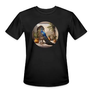 Marrakesh Peacock Painting - Men's Moisture Wicking Performance T-Shirt - black - Front - Jackson (183cm)