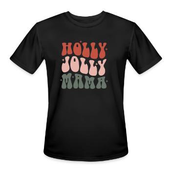 Retro Holly Jolly Mama Mom Christmas Holly Jolly - Men's Moisture Wicking Performance T-Shirt - black - Front - Jackson (183cm)
