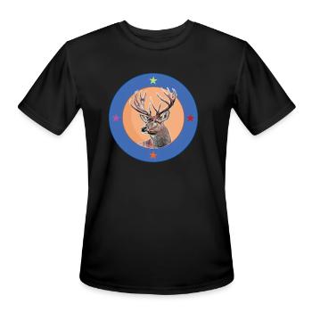Deer Retro - Men's Moisture Wicking Performance T-Shirt - black - Front - Jackson (183cm)