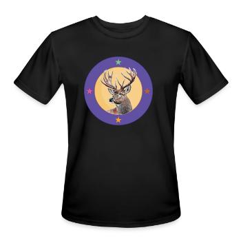 Deer Retro - Men's Moisture Wicking Performance T-Shirt - black - Front - Jackson (183cm)