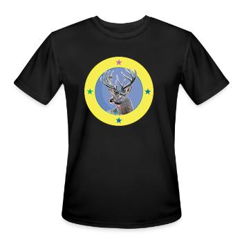Deer Retro - Men's Moisture Wicking Performance T-Shirt - black - Front - Jackson (183cm)