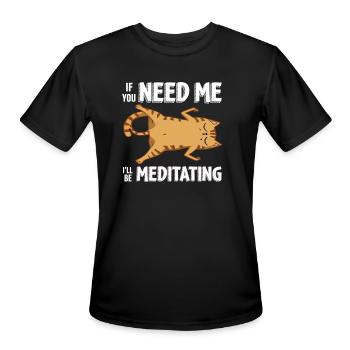 Cat Meditation Mindfulness meditation - Men's Moisture Wicking Performance T-Shirt - black - Front - Jackson (183cm)