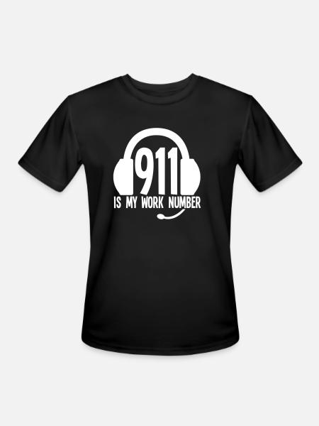 911 Dispatcher Funny - Men's Moisture Wicking Performance T-Shirt - black