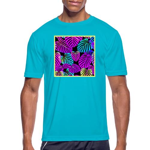NeonLeaf Harmony Vibrant Pattern - Men's Moisture Wicking Performance T-Shirt