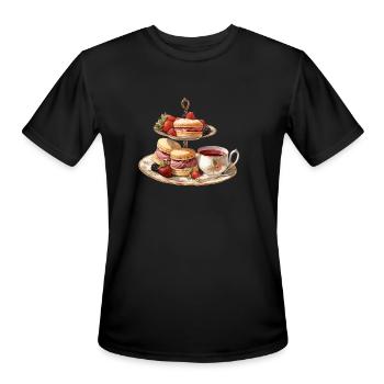 Afternoon Tea With Macarons And Berries - Men's Moisture Wicking Performance T-Shirt - black - Front - Jackson (183cm)