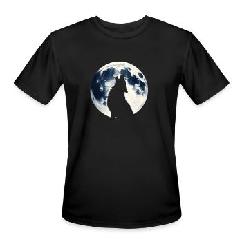 Wolf Howling At Full Moon - Men's Moisture Wicking Performance T-Shirt - black - Front - Jackson (183cm)