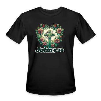 John 3:16 - Men's Moisture Wicking Performance T-Shirt - black - Front - Jackson (183cm)