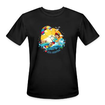 I love kite surfing - colorful illustration. - Men's Moisture Wicking Performance T-Shirt - black - Front - Jackson (183cm)