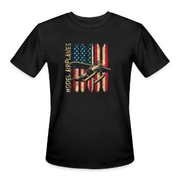 Airplane Air Traffic Pilot Flight - Men's Moisture Wicking Performance T-Shirt - black - Front - Jackson (183cm)