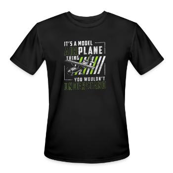 Airplane Sky Aviator Aviation Sport - Men's Moisture Wicking Performance T-Shirt - black - Front - Jackson (183cm)