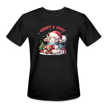 Comfy Cozy, Cute Christmas - Men's Moisture Wicking Performance T-Shirt - black - Front - Jackson (183cm)
