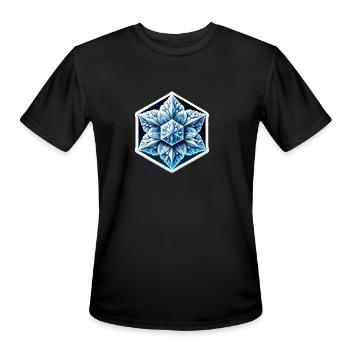 Intricate Icy Geometric Snowflake Design - Men's Moisture Wicking Performance T-Shirt - black - Front - Jackson (183cm)
