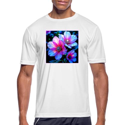 Neon Bloom Flower Magic Glow Design - Men's Moisture Wicking Performance T-Shirt