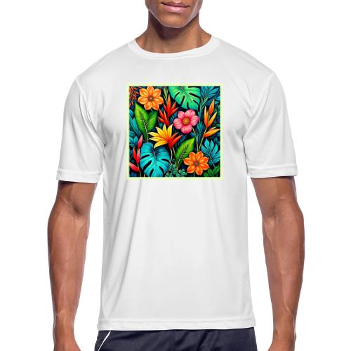Vibrant Tropical Jungle Bloom Art - Men's Moisture Wicking Performance T-Shirt