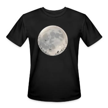 Moonlit Flight Serene Night Sky - Men's Moisture Wicking Performance T-Shirt - black - Front - Jackson (183cm)