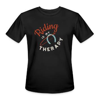Equestrian Riding Is My Therapy - Men's Moisture Wicking Performance T-Shirt - black - Front - Jackson (183cm)