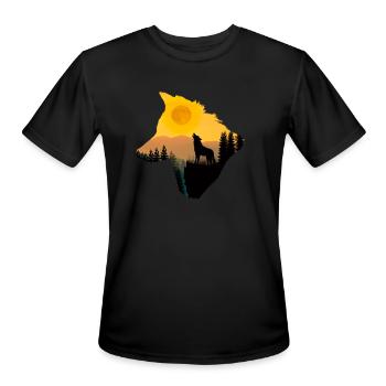 A Wolf Howling At The Moon T Shirt - Men's Moisture Wicking Performance T-Shirt - black - Front - Jackson (183cm)