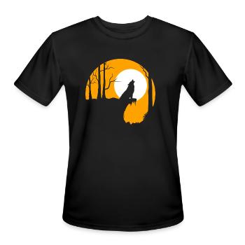 Wolf Howling Background - Men's Moisture Wicking Performance T-Shirt - black - Front - Jackson (183cm)