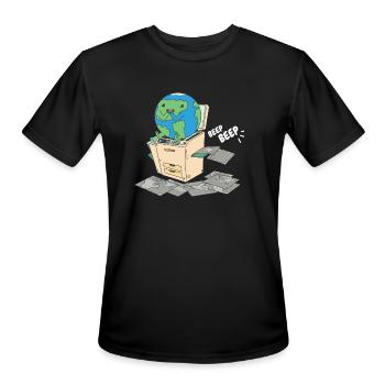 Cute Earth Cartography Teacher Art For Geographer - Men's Moisture Wicking Performance T-Shirt - black - Front - Jackson (183cm)