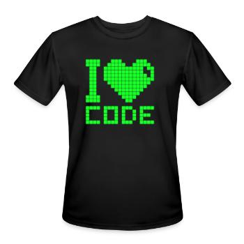 I Love Code Mono - Men's Moisture Wicking Performance T-Shirt - black - Front - Jackson (183cm)