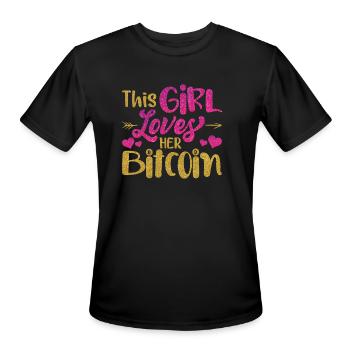 This Girl Loves Her Bitcoin Crypto Currency Ladies - Men's Moisture Wicking Performance T-Shirt - black - Front - Jackson (183cm)