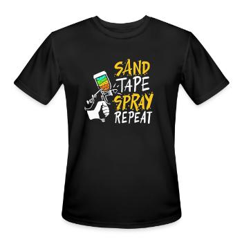 Sand Tape Spray Repeat For Car Painter - Men's Moisture Wicking Performance T-Shirt - black - Front - Jackson (183cm)