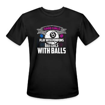 Good Girls Play With PomPoms Billiard Player Billa - Men's Moisture Wicking Performance T-Shirt - black - Front - Jackson (183cm)
