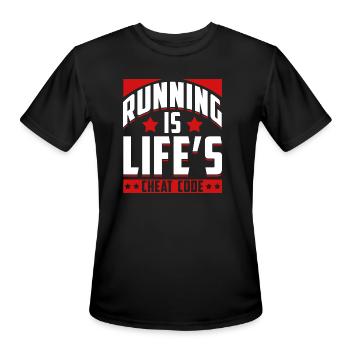 Running Is Life s Cheat Code Running Funny - Men's Moisture Wicking Performance T-Shirt - black - Front - Jackson (183cm)