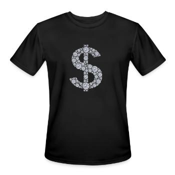 Diamond Dollar Sign Bling - Men's Moisture Wicking Performance T-Shirt - black - Front - Jackson (183cm)