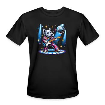 Disco Scottish Terrier dog - Men's Moisture Wicking Performance T-Shirt - black - Front - Jackson (183cm)