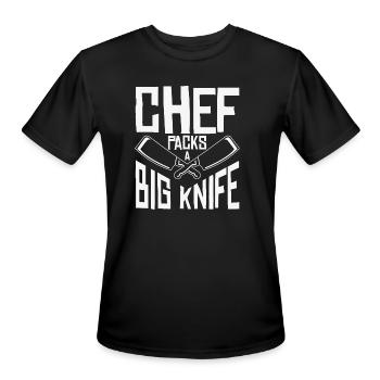Chef Big Knife Slicing Cooking Meals - Men's Moisture Wicking Performance T-Shirt - black - Front - Jackson (183cm)