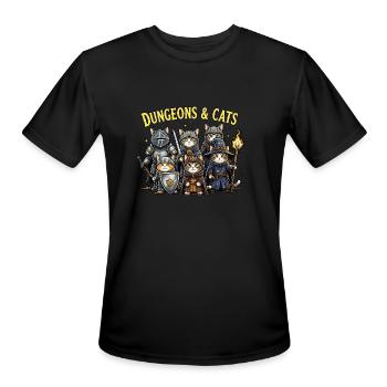 Dungeons & Cats Fantasy Tee - Men's Moisture Wicking Performance T-Shirt - black - Front - Jackson (183cm)