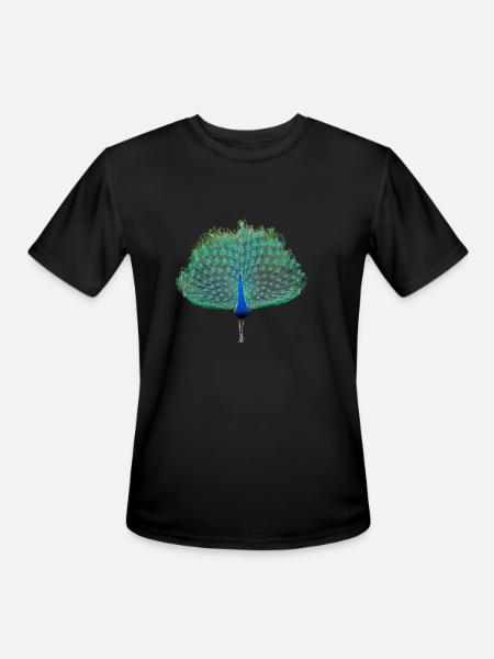 Dancing Peacock - Men's Moisture Wicking Performance T-Shirt - black