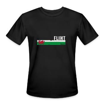 Discover Flint Wales Retro-Inspired Town Design - Men's Moisture Wicking Performance T-Shirt - black - Front - Jackson (183cm)