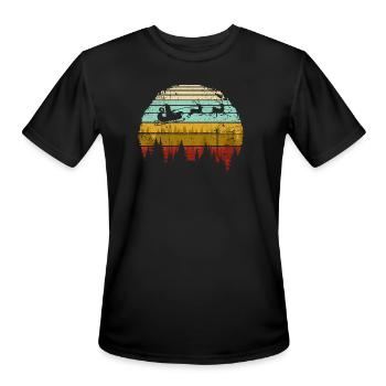 Retro Sleigh Sunset in Pines - Men's Moisture Wicking Performance T-Shirt - black - Front - Jackson (183cm)