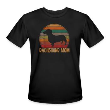 Dachshund Mom Retro Rainbow - Men's Moisture Wicking Performance T-Shirt - black - Front - Jackson (183cm)