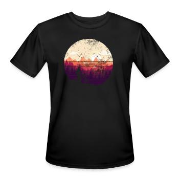 Sunset Ridge Bicycle Vista - Men's Moisture Wicking Performance T-Shirt - black - Front - Jackson (183cm)